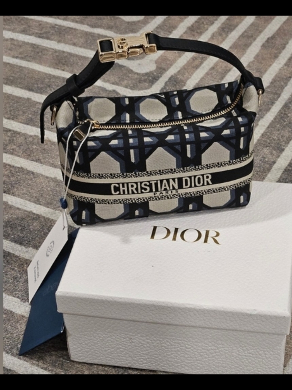CHRISTIAN DIOR DiorTravel Nomad Pouch Oblique Navy Canvas Italy Box And Dust Bag - Picture 2 of 15
